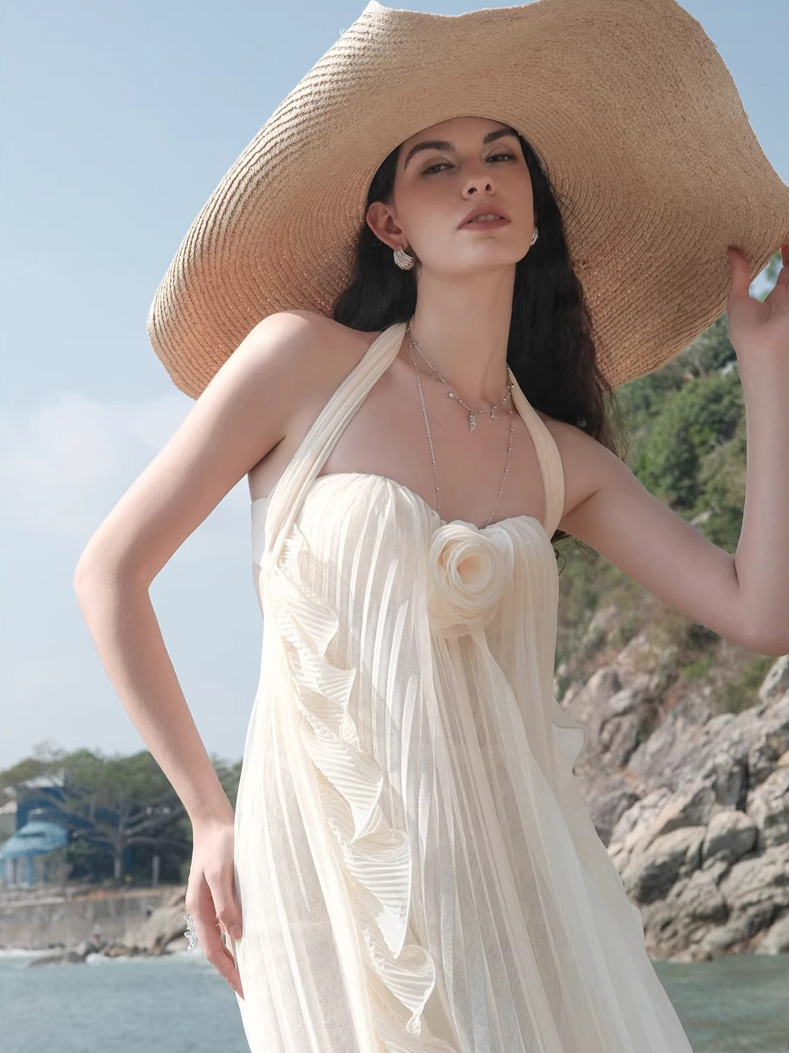 Thessa Mesh Halter Dress