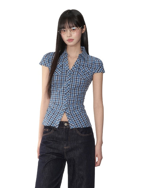 Blue & Pink Fitted Pocket Shirt