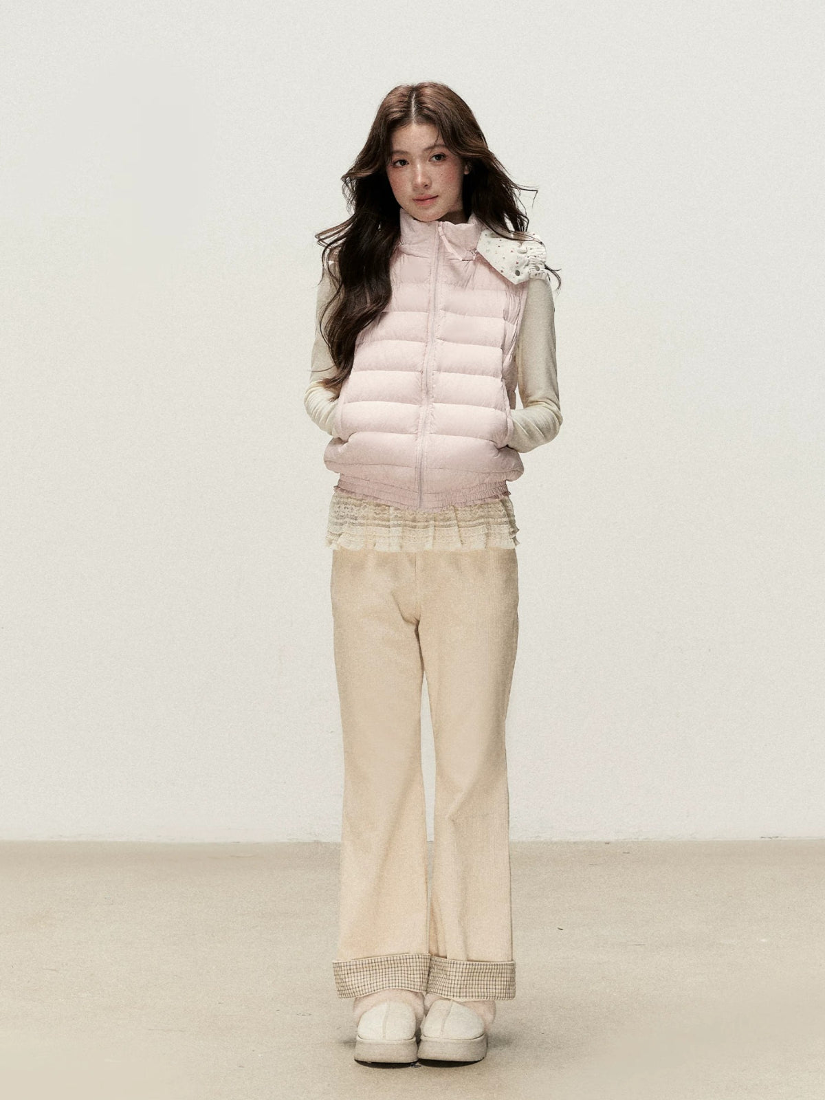 Reversible Floral Detachable Hood Down Vest