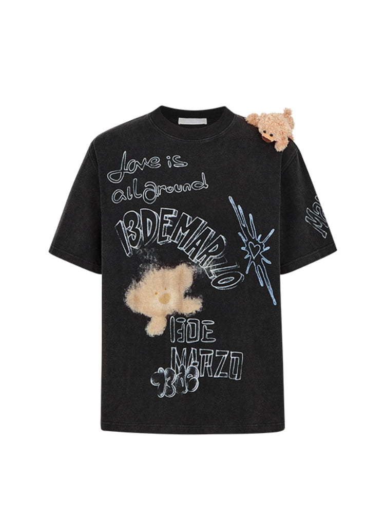 Graffiti Short Sleeve Loose Cotton T-shirt