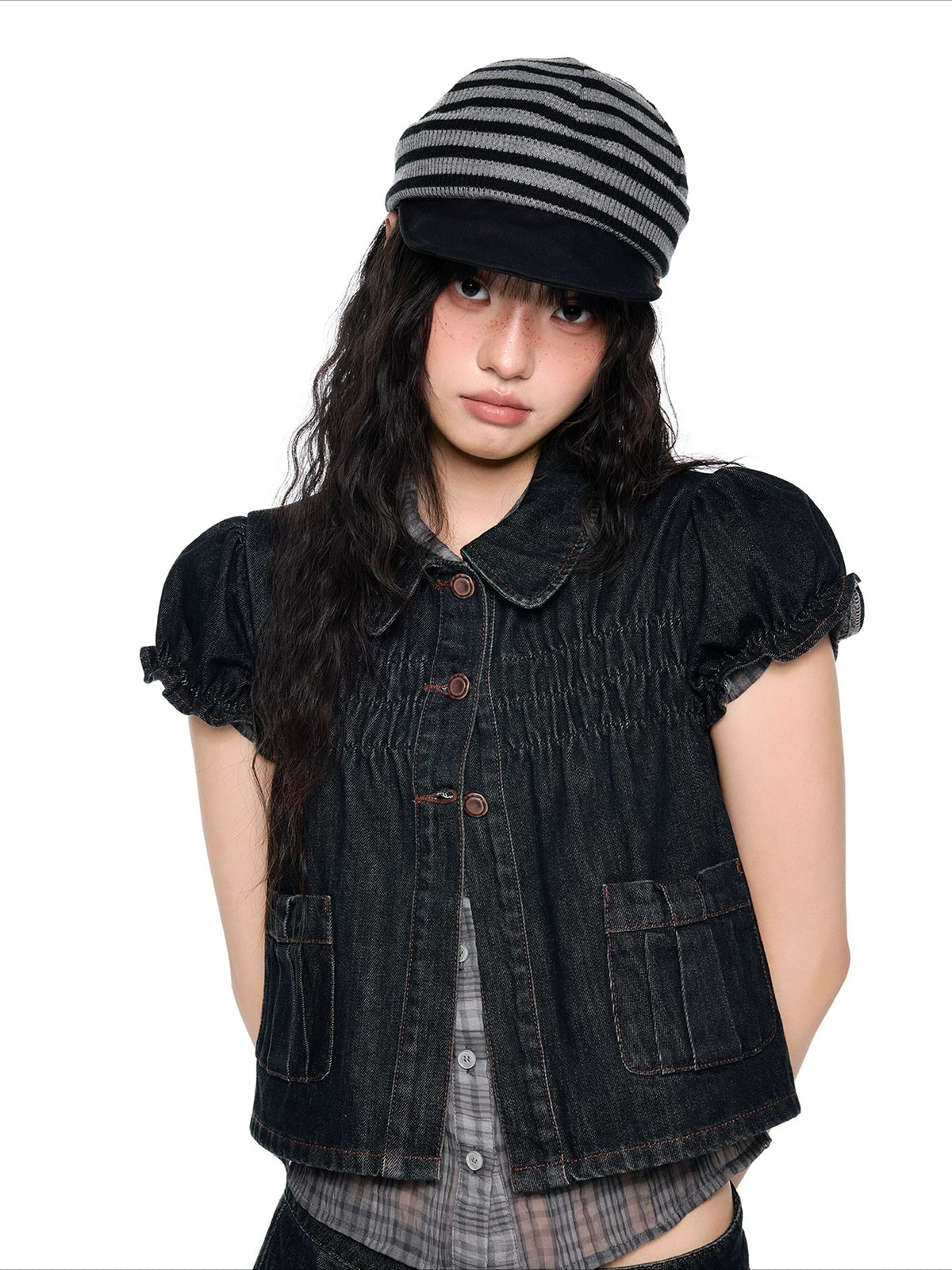 Puff Sleeve Denim Set