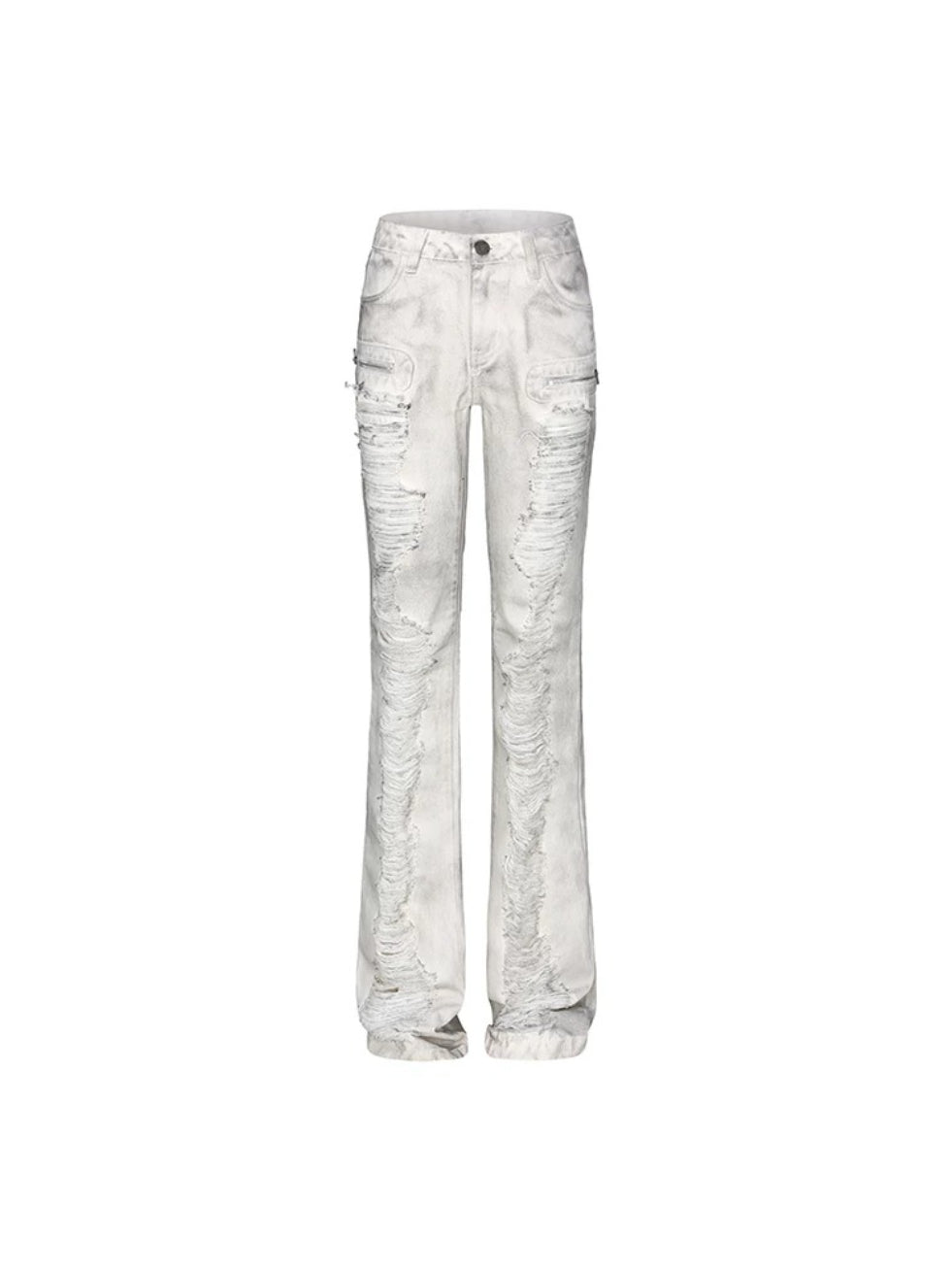 Distressed Low-Rise Flare Jeans