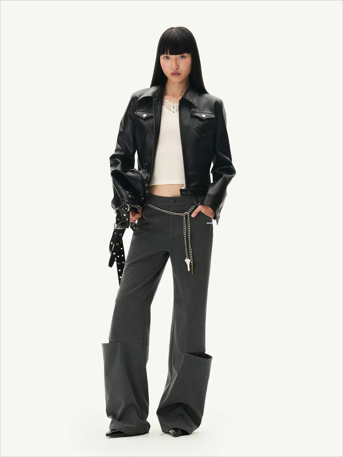 Lace Panel Straight Pants