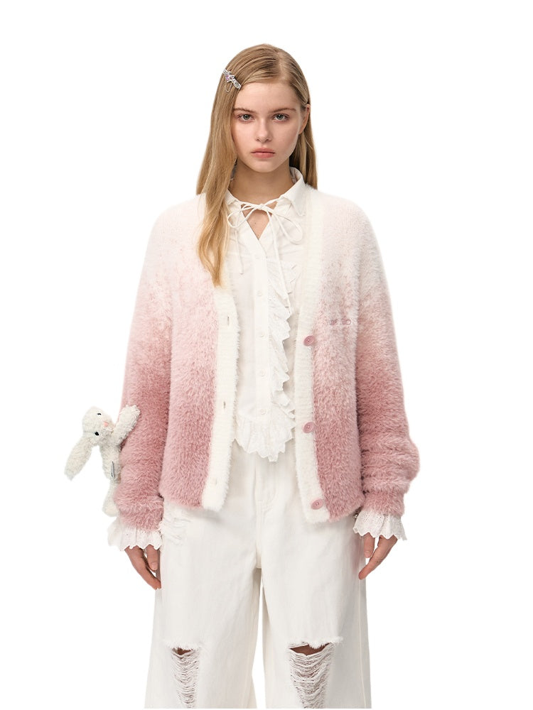 Khaki & Pink Doozoo Gradient Cardigan