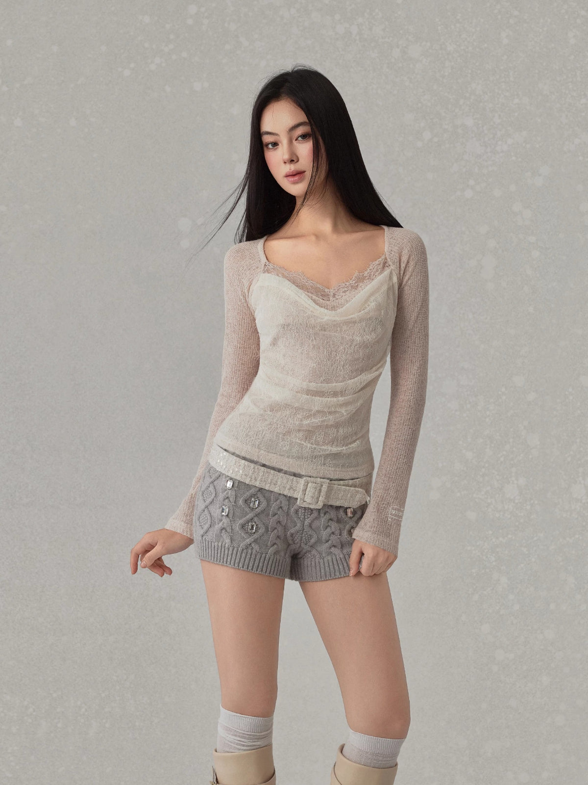 Lace Cowl Neck Top