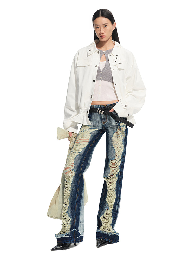 Fine Twill Wrinkle-Resistant Hem Pleated Silhouette Coat