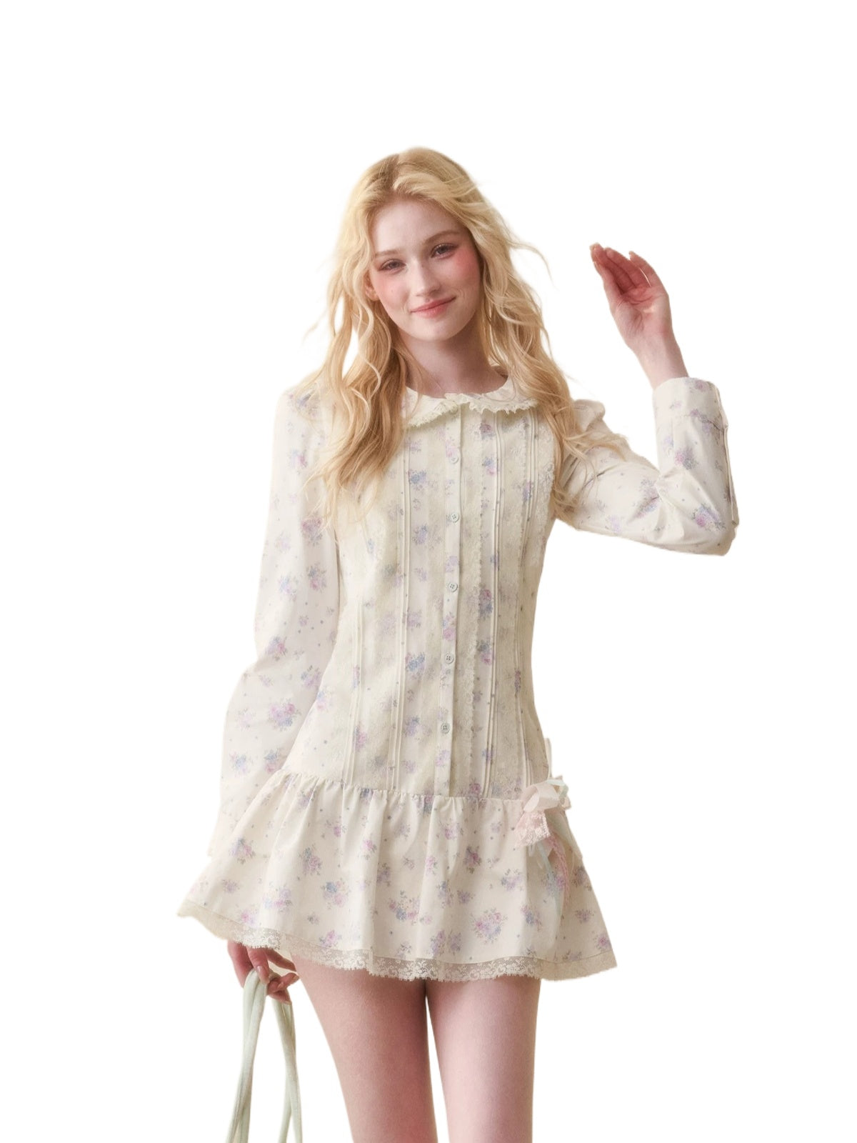 Vintage Floral Waist Mini Dress