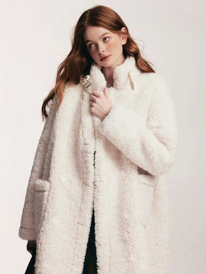 White Fleece Longline Coat