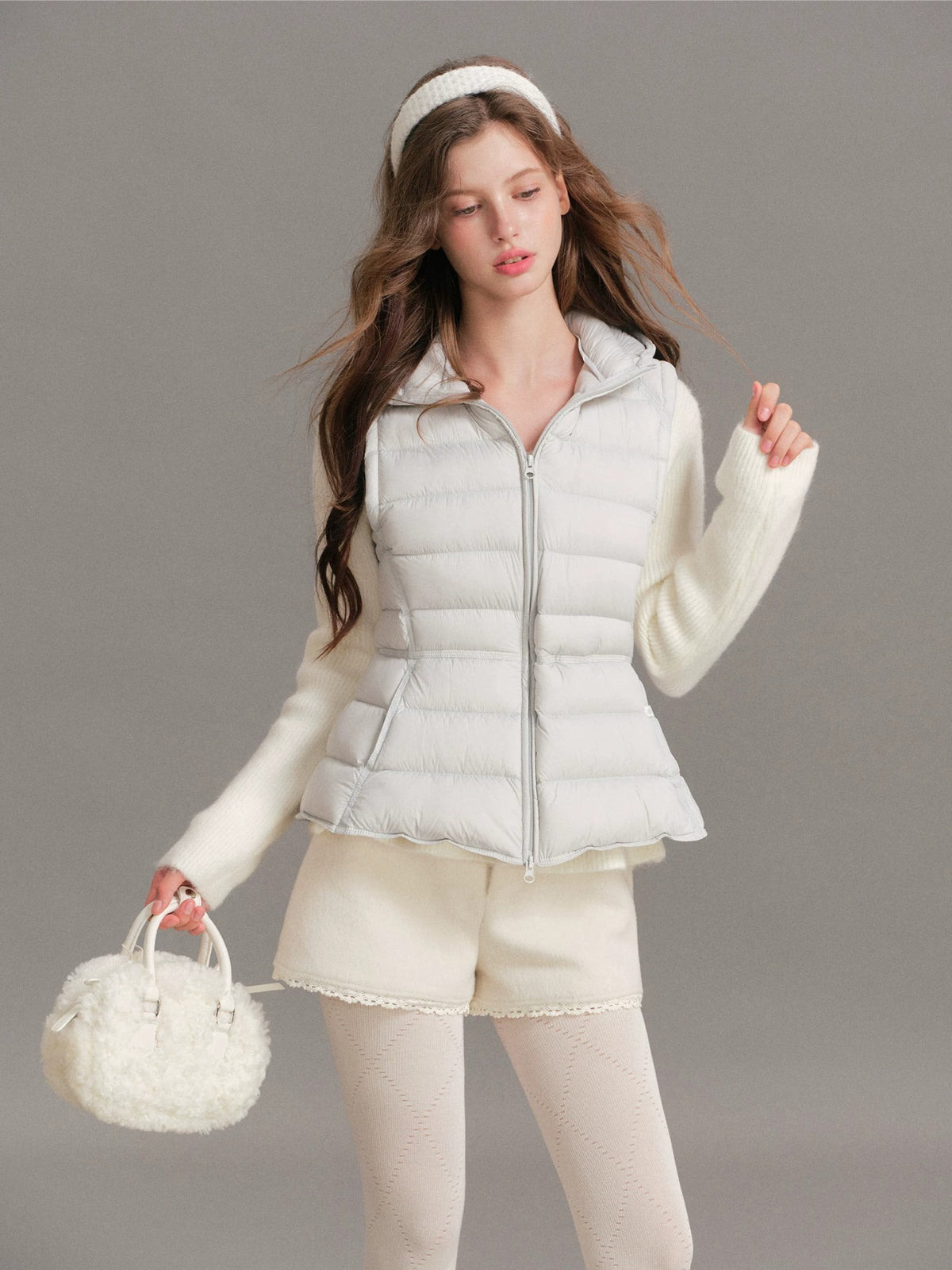 Drawstring Waist Hooded Down Vest