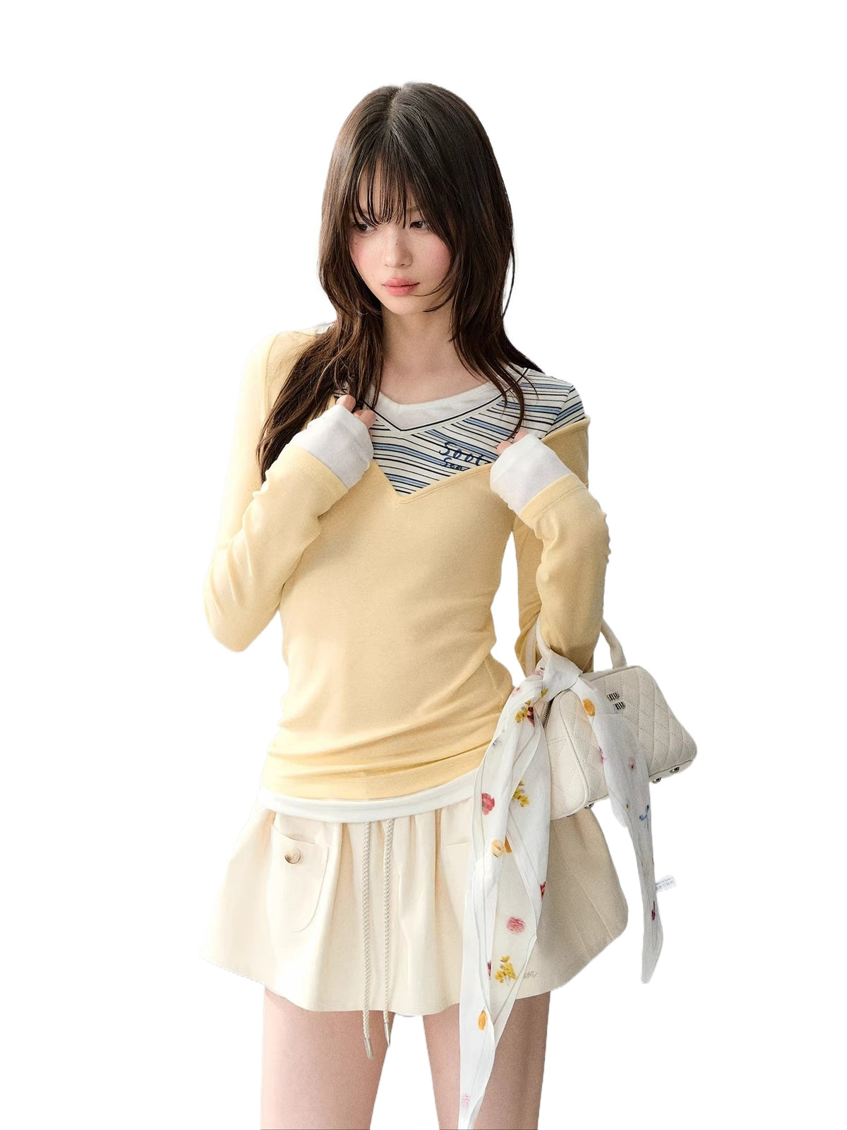 V-neck Layered Slim Tee