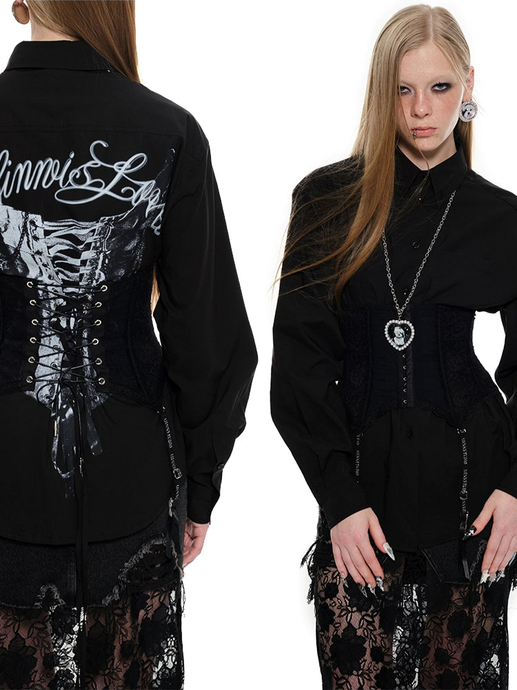 Black & Blue Tie Print Slim Fit Shirt