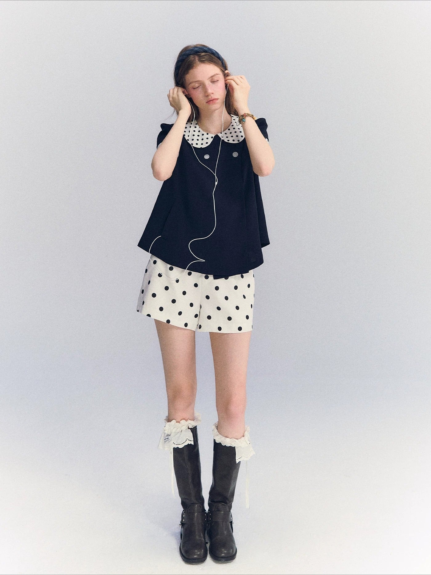 Polka Dot Collar Top
