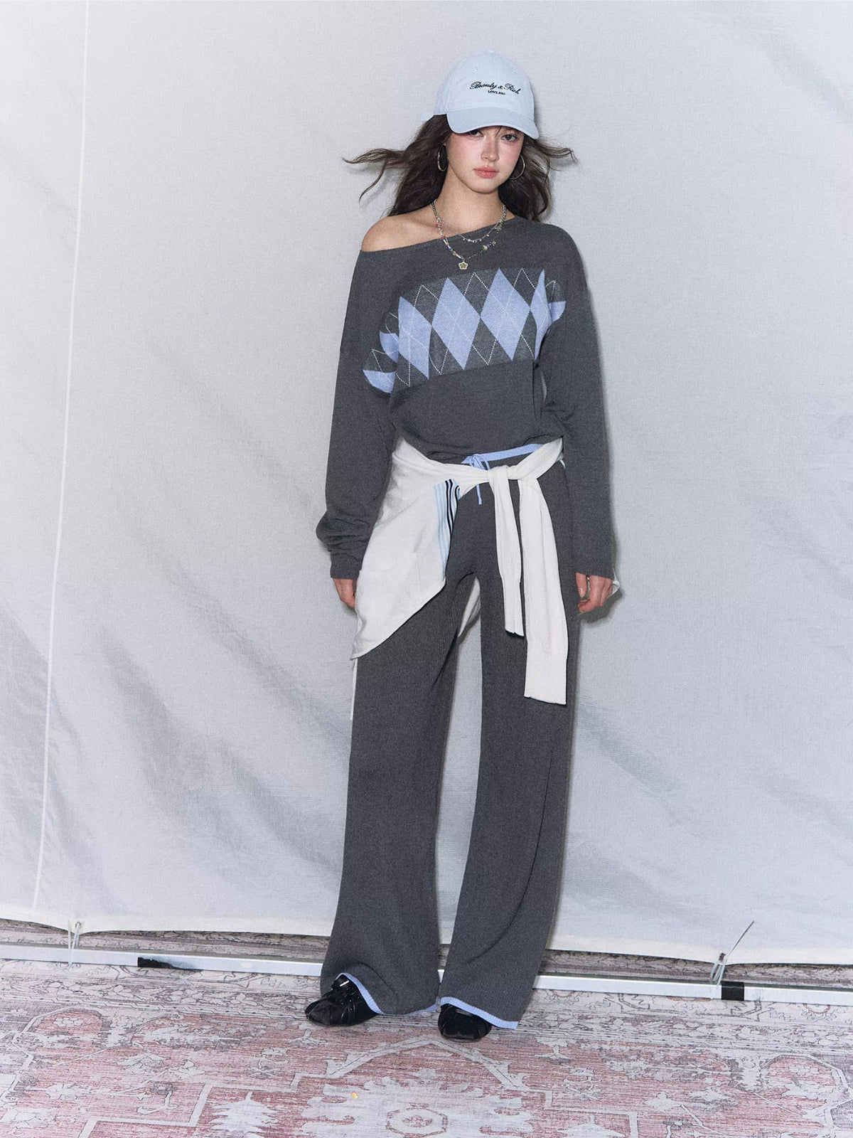 Off Shoulder Knit Two Piece Set