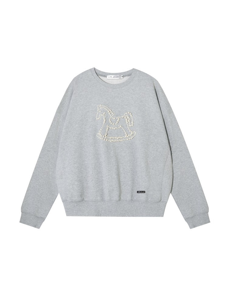 Embroidered Animal Knit Sweatshirt