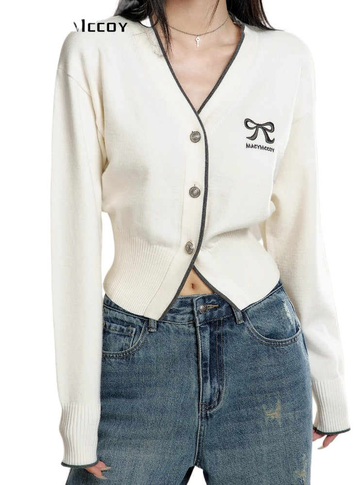 Color-Blocked Butterfly Knot Knit Cardigan