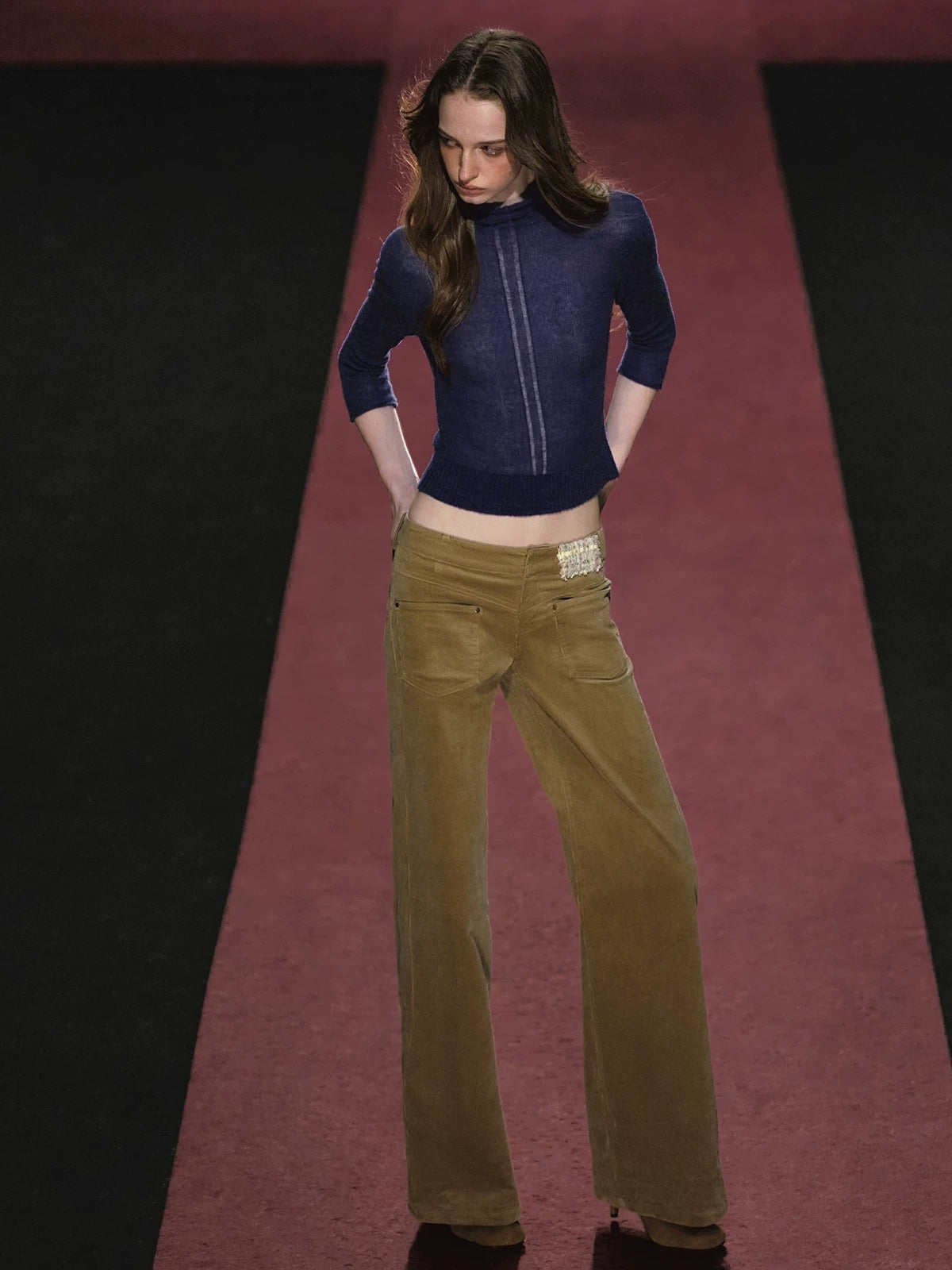 Corduroy Low Rise Wide Leg Pants