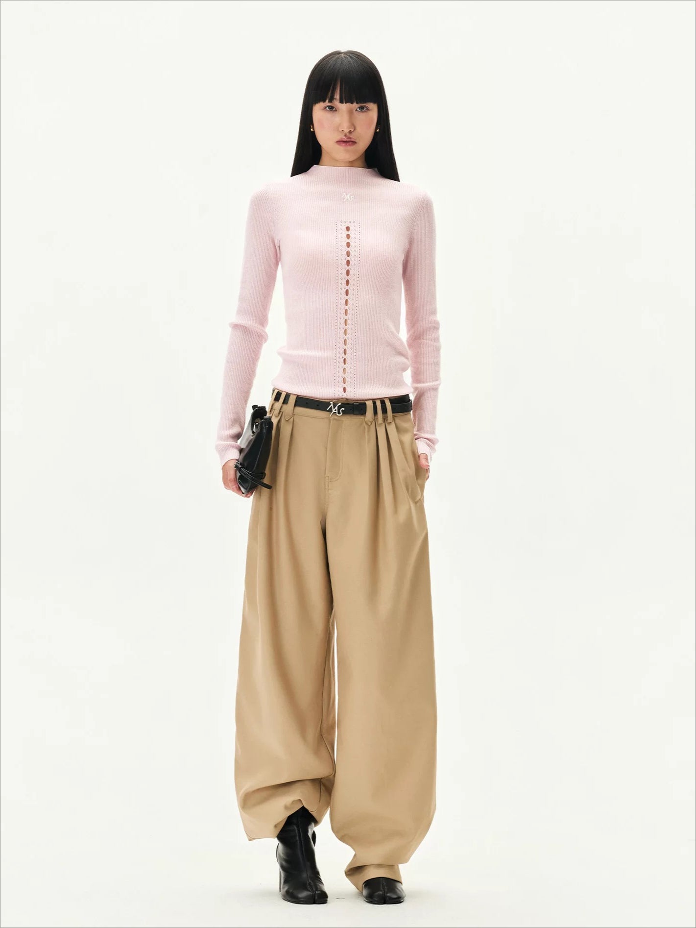 Ballet Cutout Ribbed Knit Top