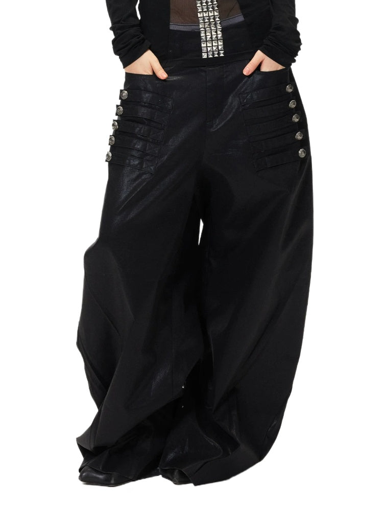 Button Wide Leg Pants