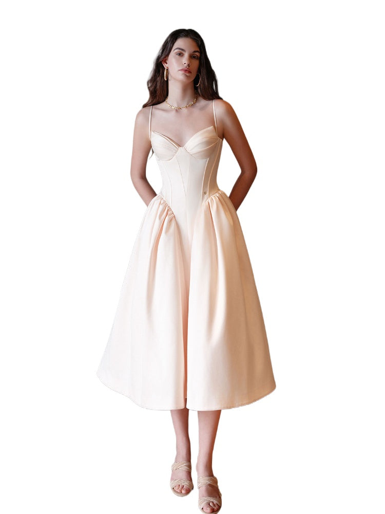 Satin Bow Detail Midi Dress