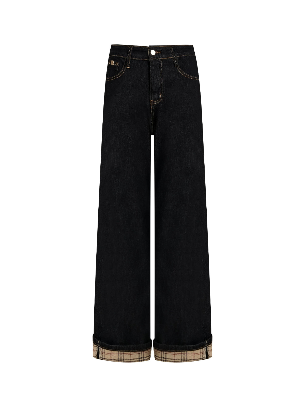 Vintage Plaid Lined Straight Jeans