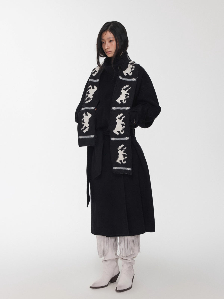 Fair Isle Pony Jacquard Knit Scarf