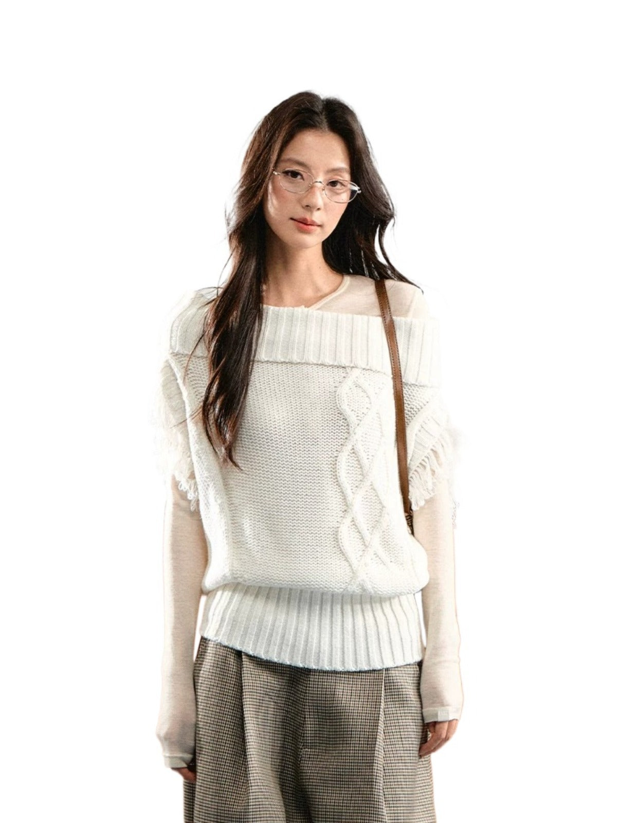 Asymmetric Cable Knit Sweater