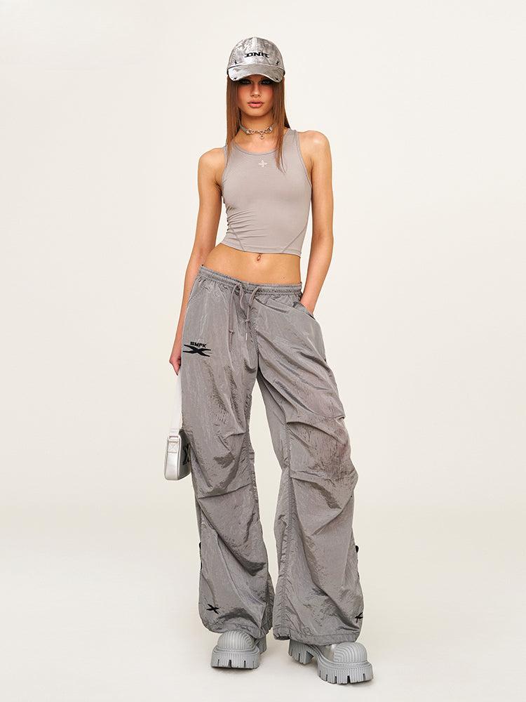 Embroidered Ultra-Light Wide-Leg Workout Pants