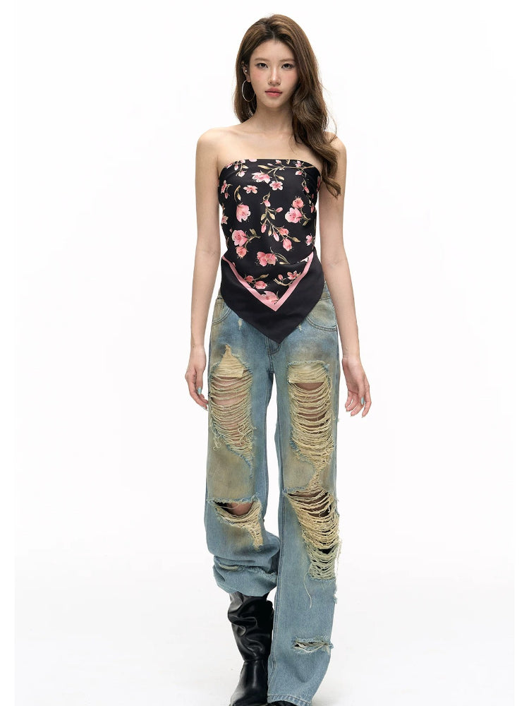 Air Garden Satin Scarf Top