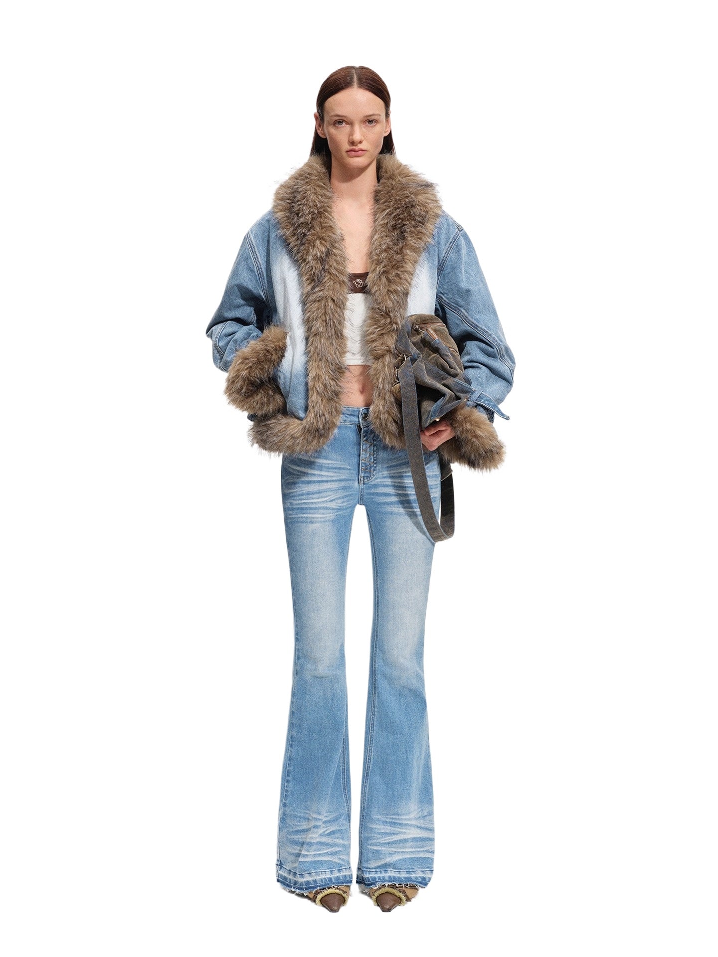 Inuit Fur Collar Denim Jacket