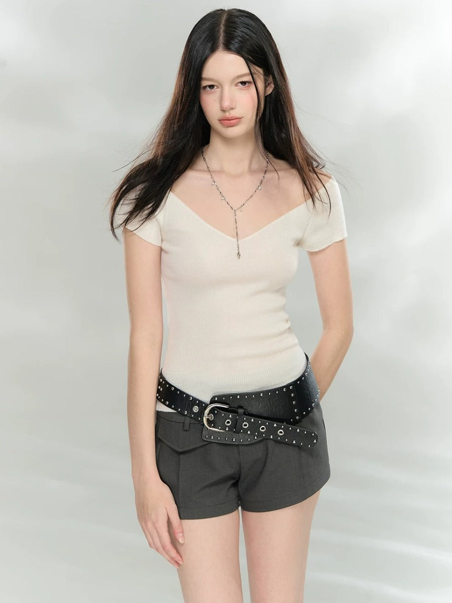 Double Button Tailored Shorts