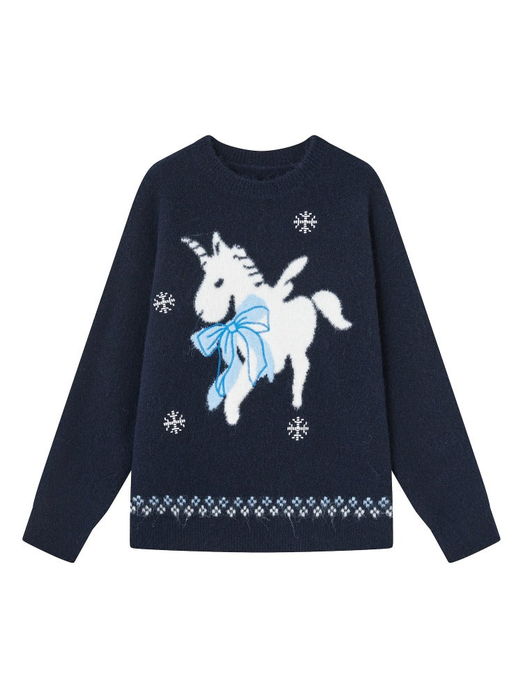 Snowflake Pony Print Sweater