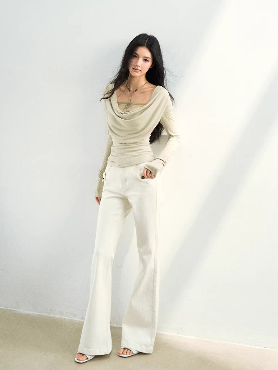 Draped Mesh Rose Tee