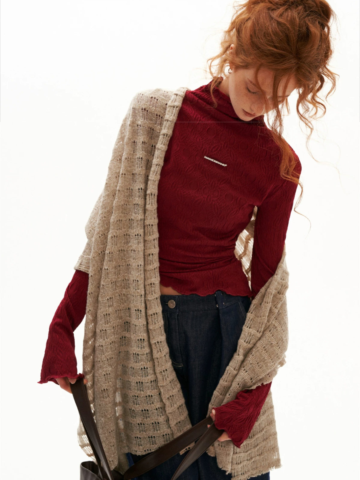 Mock Neck Lettuce-Edge Top