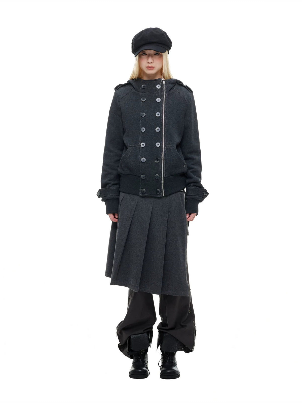 Double-Breasted Utility Cropped Jacket