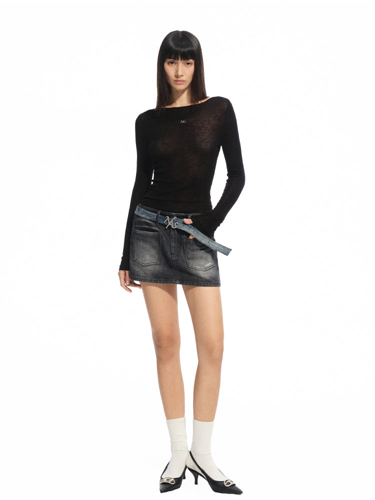 Wool Thin Crew-neck Long-sleeve Top