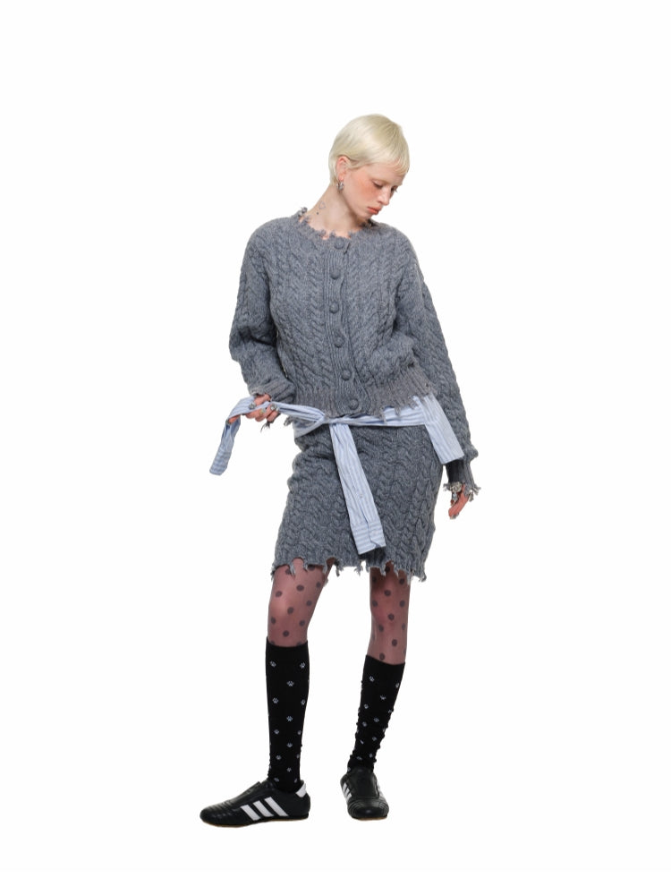 Cable Knit Cardigan & Skirt Set
