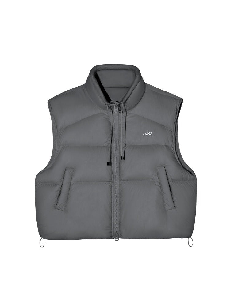 90% Down Puffer Stand-Collar Drawstring Vest