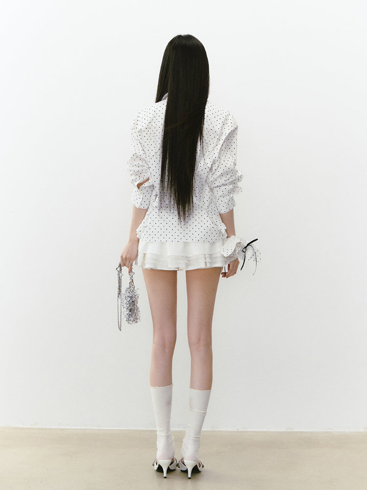 Waist-Cinched Layered Sunshade Short Shirt