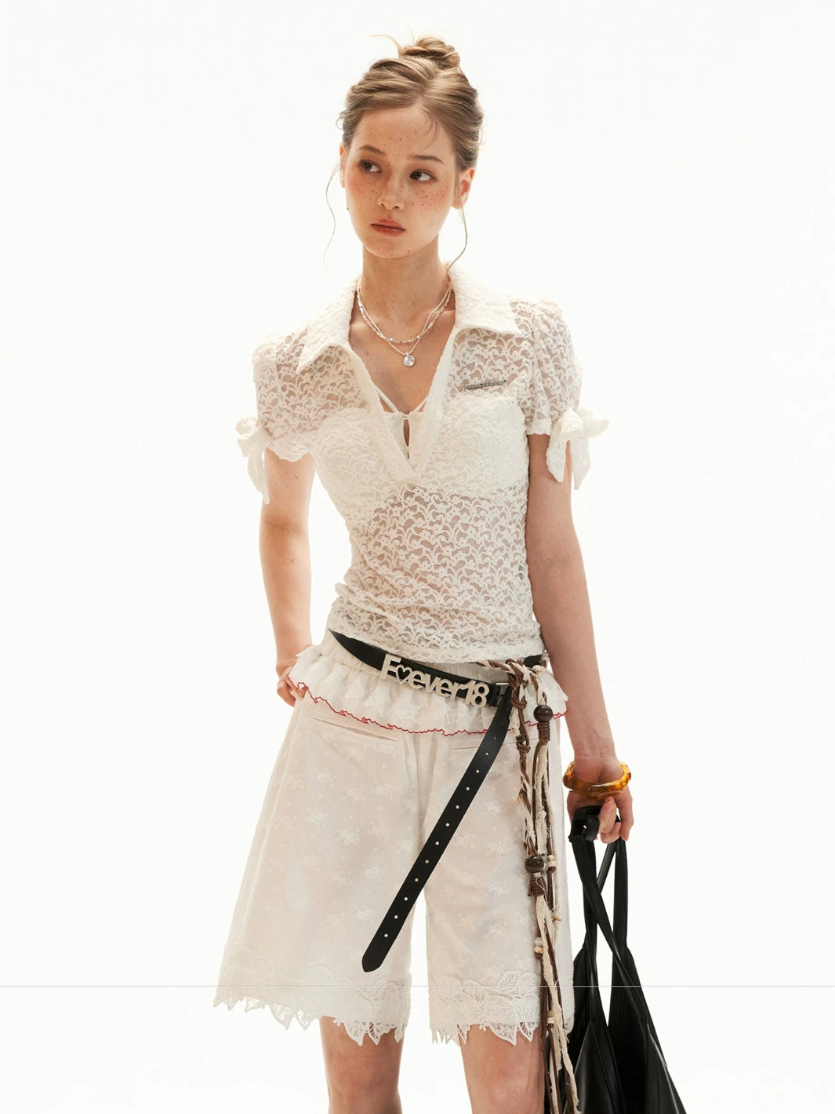 Lace Layered Wide Leg Shorts