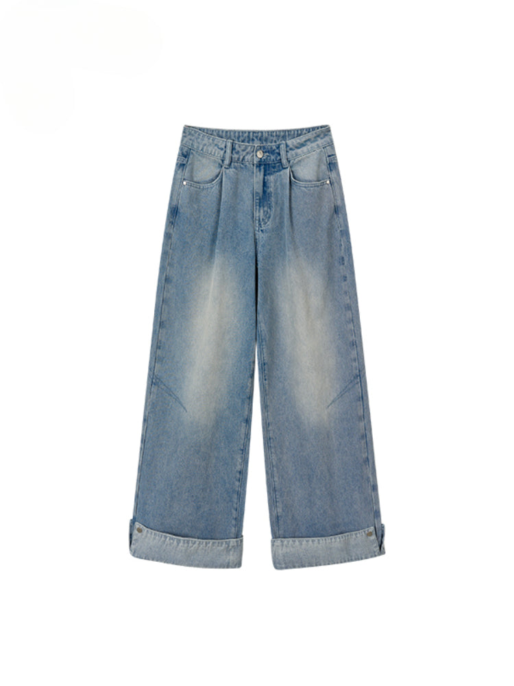 Flared Cuffs Contrast Pants Jeans