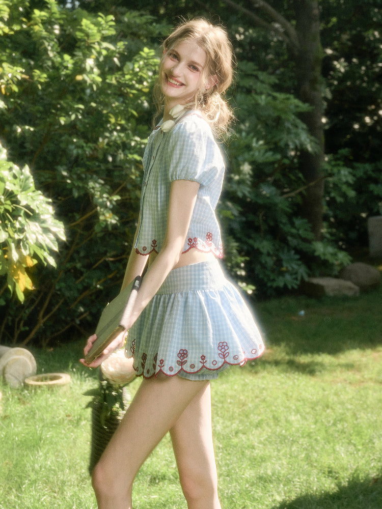 Lace Embroidered Airy Shirt & Skirt Set