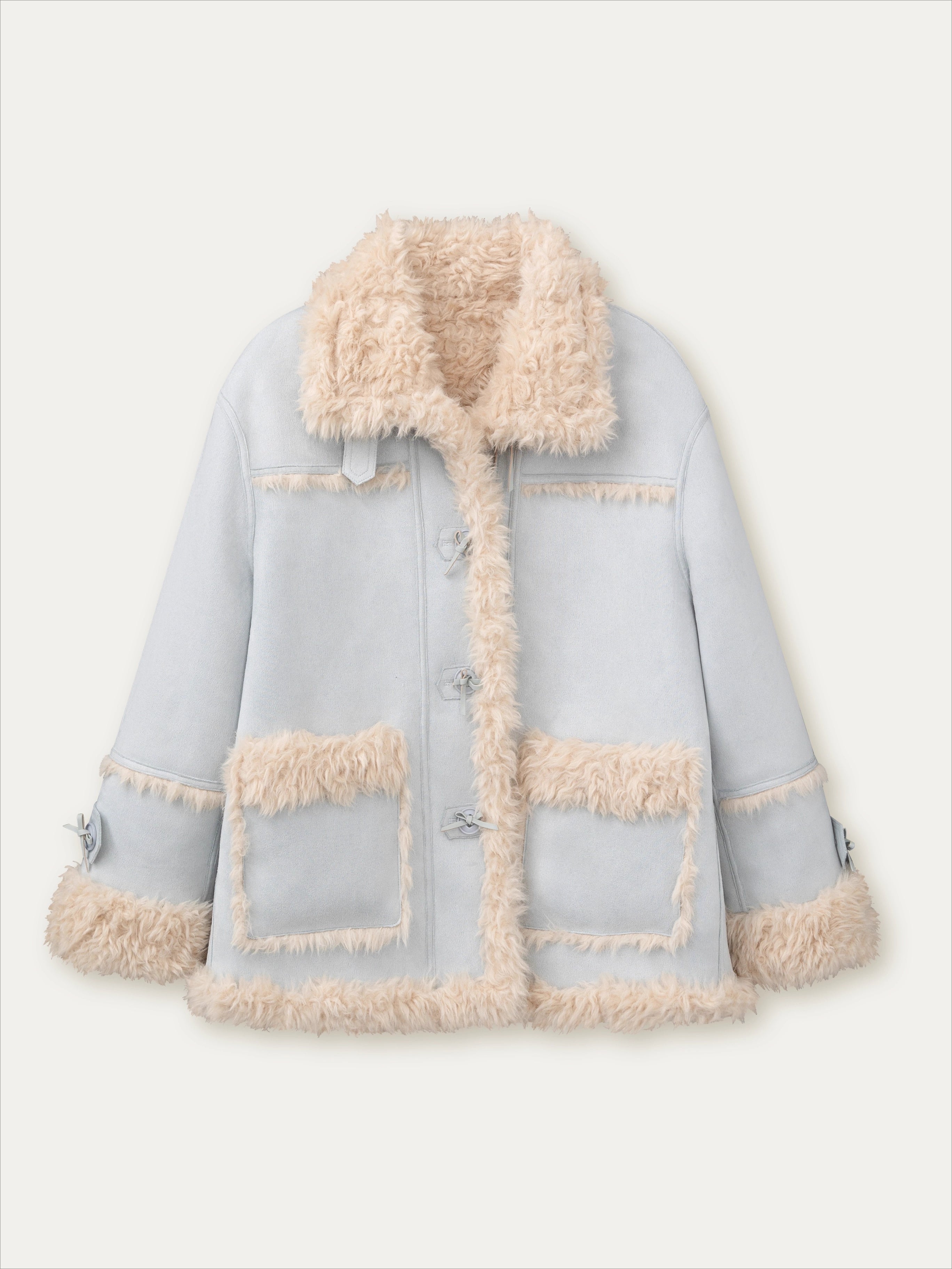 Pink & Blue Reversible Faux Shearling Coat