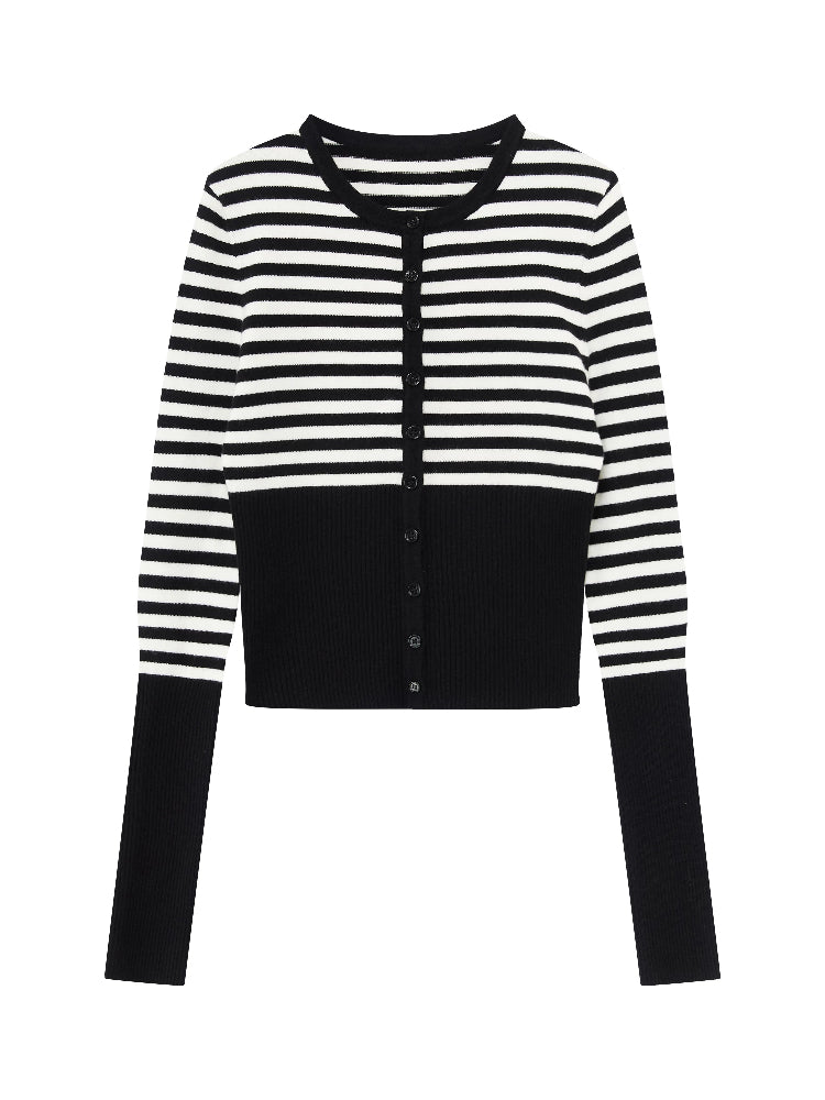 Stripe Wool Knit Cardigan