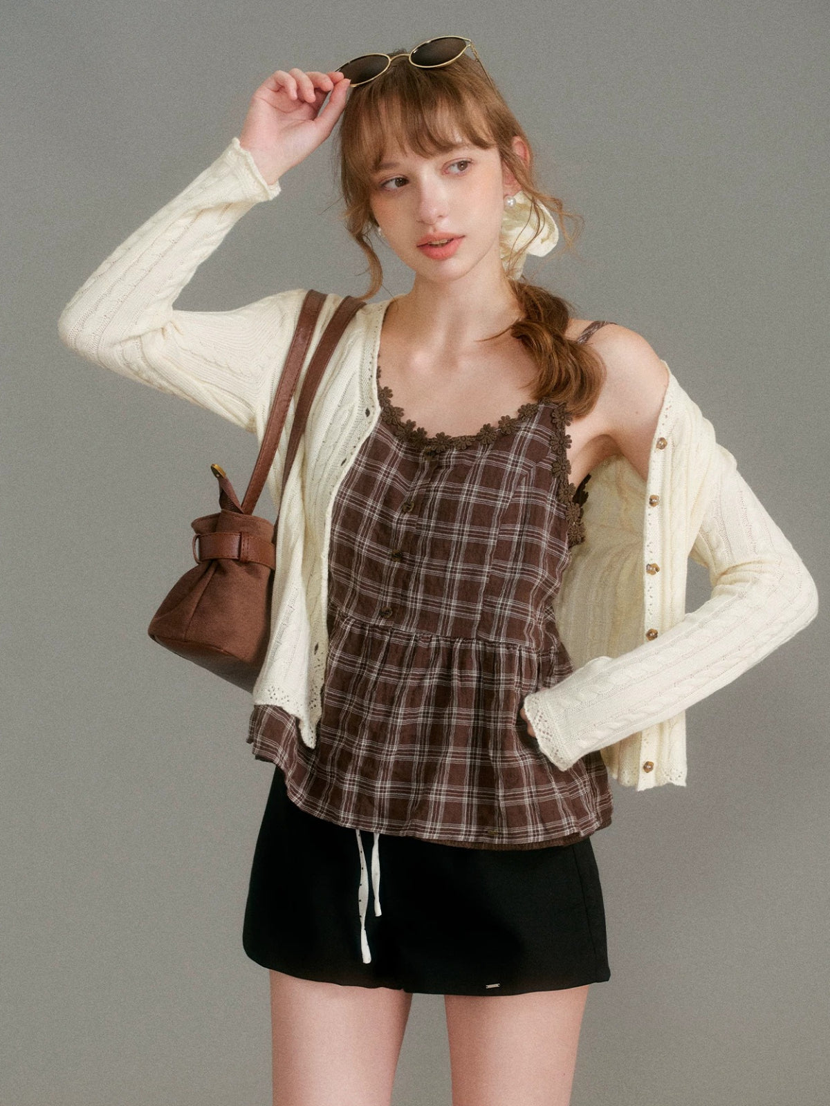 Plaid Lace Cami Top