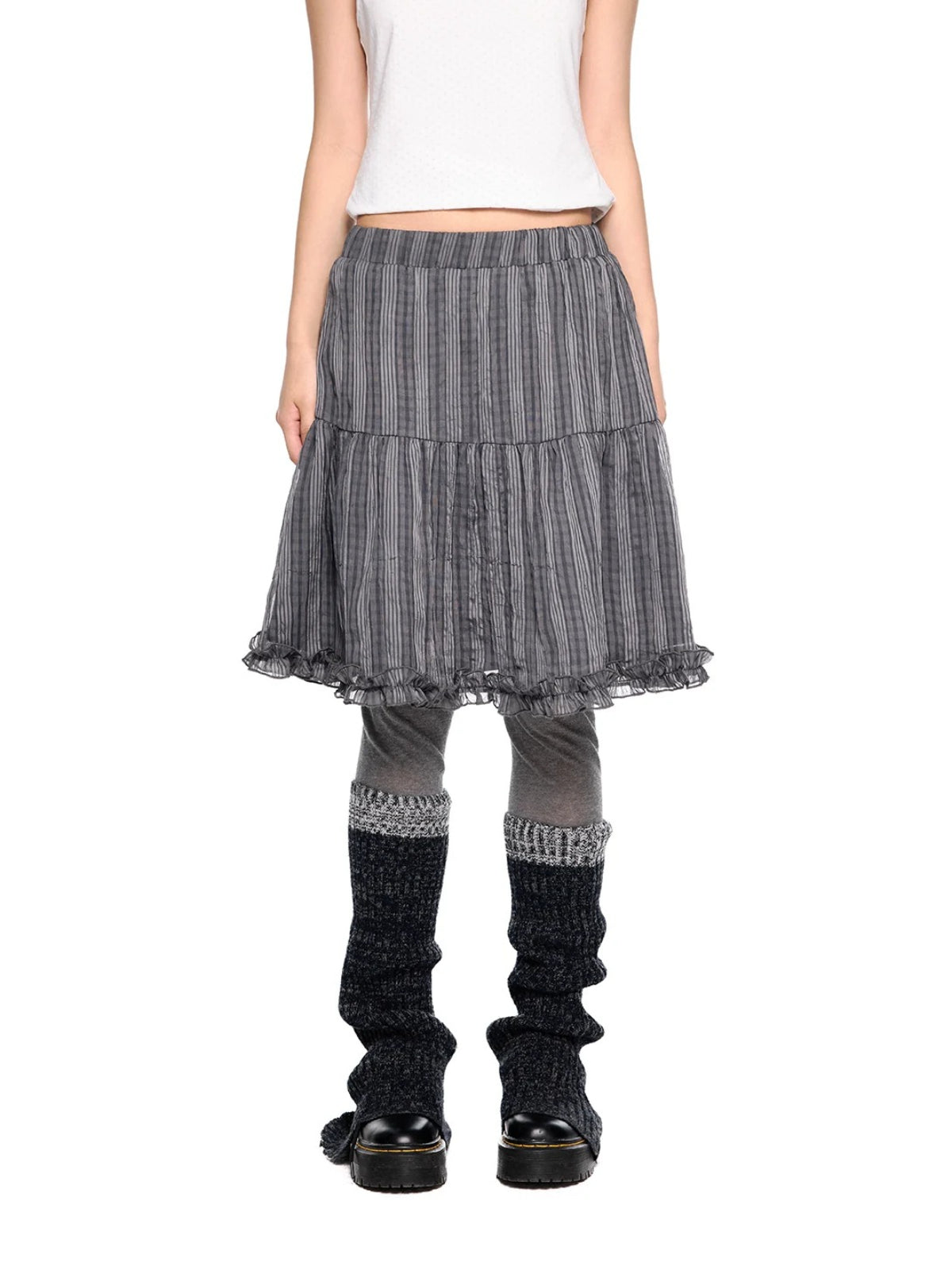 Plaid Bubble Chiffon Skirt