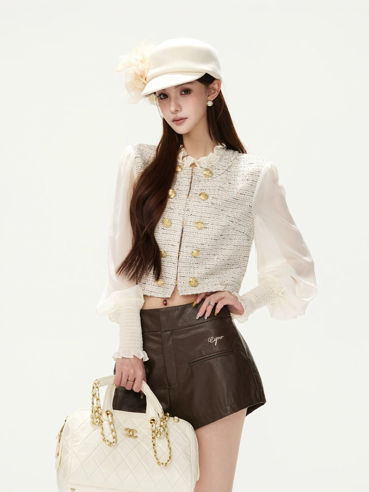 Tweed Puff Sleeve Jacket