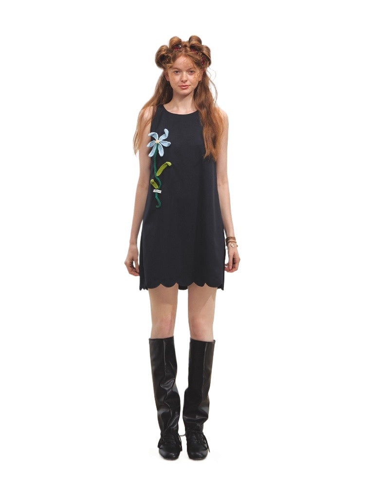 Hand-Crocheted Flower Sleeveless Vest Dress