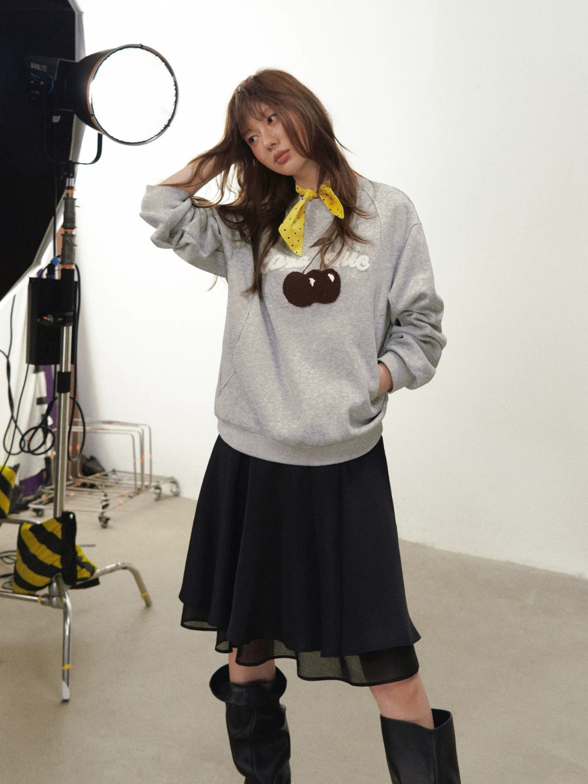 Relaxed Cherry Letter Hoodie