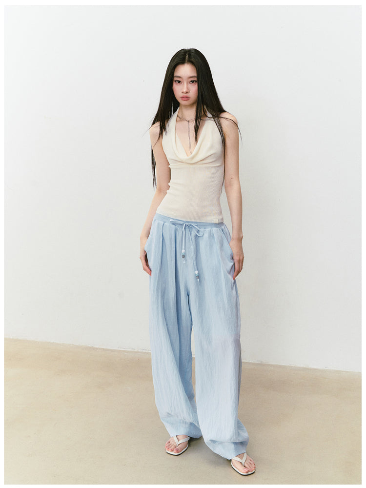 Heavy-duty Knitted Draped Neck Tank Top Set