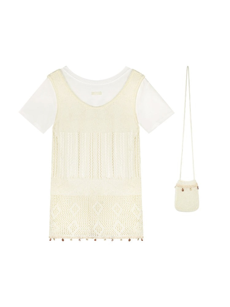 Shell Trim Knit Layered Set